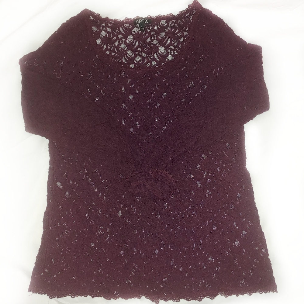 Apt 9 Lace Maroon Long Sleeve Shirt
